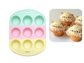 Molde silicona 9 muffins rayados